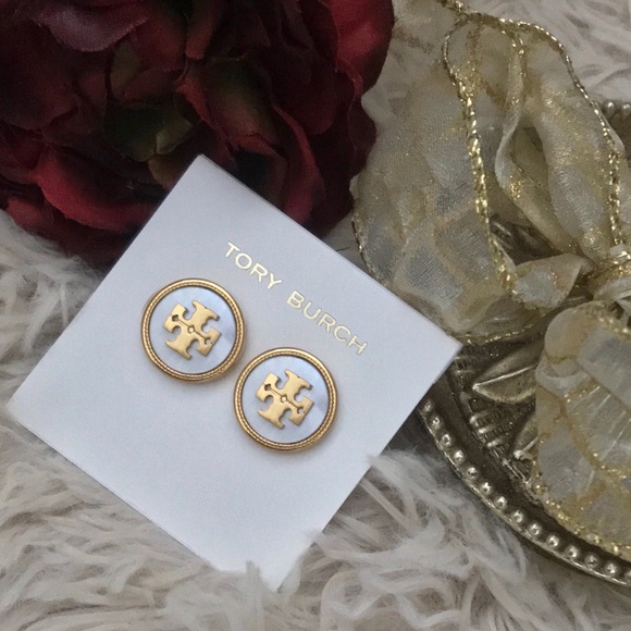 Tory Burch • White Semiprecious Stone Logo Earrings - Picture 7 of 7
